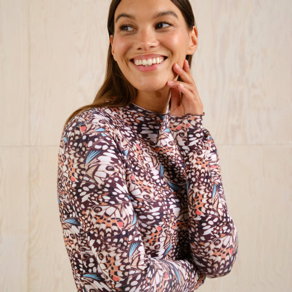 Camisa Mujer Camiseta DEDICATED Ryd Rib  Butterfly Wings Multi Colour