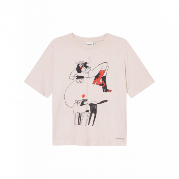 Camisa Mujer Camiseta DEDICATED Vadstena Star Boots Oat White