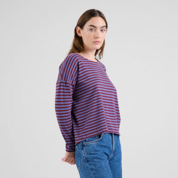 Camiseta Top DEDICATED Humledal Stripes Fig Red