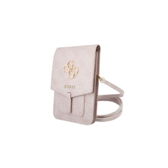 GUESS Bandolera para Movil con 4 Ranuras para Tarjetas Rosa con Logo Triangle GUWBG4GFPI