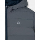 Chaquetas Hombre Abrigo SILBON Tecnico Reversible Capucha Gris Marino