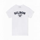Camisetas Hombre Camiseta SILBON Media Raqueta Blanca