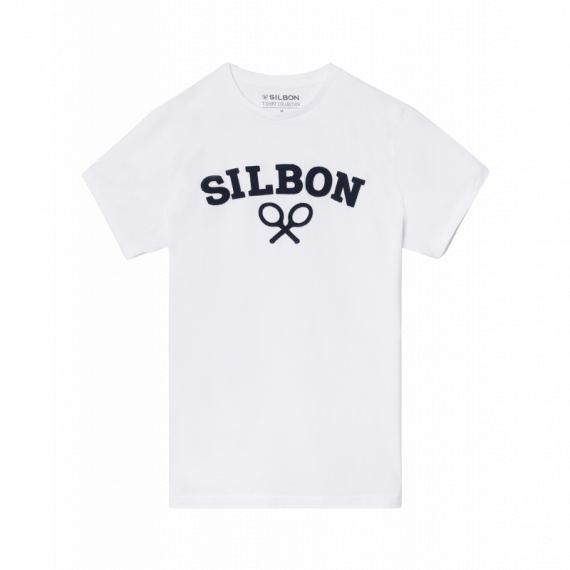 Camisetas Hombre Camiseta SILBON Media Raqueta Blanca