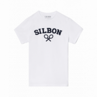Camisetas Hombre Camiseta SILBON Media Raqueta Blanca