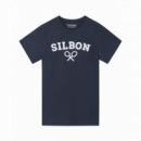 Camisetas Hombre Camiseta SILBON Media Raqueta Azul Marino