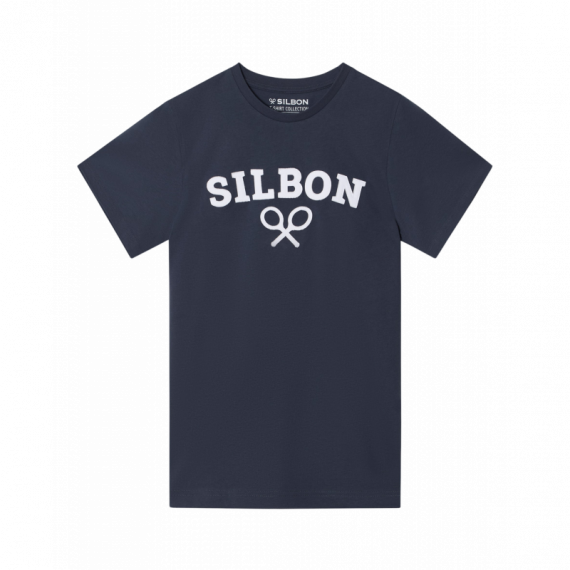 Camisetas Hombre Camiseta SILBON Media Raqueta Azul Marino