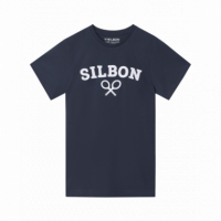 Camisetas Hombre Camiseta SILBON Media Raqueta Azul Marino
