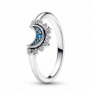 PANDORA Anillo en Plata de Ley Luna Celestial Azul Brillante 192675C01