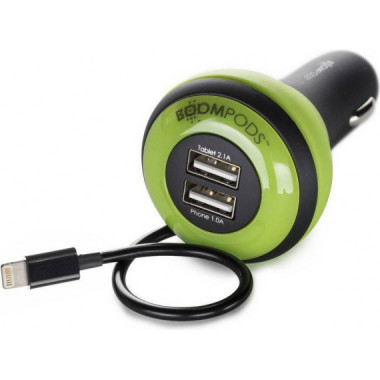 BOOMPODS Cargador Apple de Coche 2 USB Verde