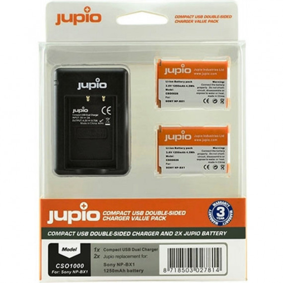 JUPIO Kit Cargador Dual USB + 2 Baterias NP-BX1