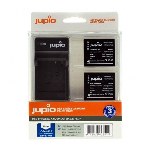 JUPIO 2 Baterias DMW-BLG10 Panasonic + Cargador USB (CPA1005)