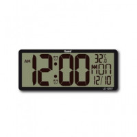 SAMI Reloj de Pared y Sobremesa Digital Xl LD-12507 con Temperatura,multi Idiomas Negro