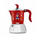 Cafetera BIALETTI Inducción Fiammetta 2 Tazas Joyful Christmas Roja