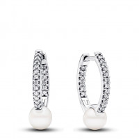 PANDORA Pendientes de Aro Perla Cultivada de Agua Dulce y Pavé 293171C01