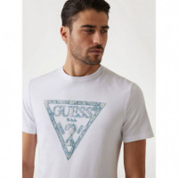 Ss Cn Triangle Tee Pure White  GUESS