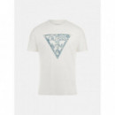 Ss Cn Triangle Tee Pure White  GUESS