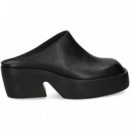 Zueco Plataforma Piel Negro  CAMPER