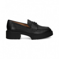 Mocasin Logo en Tira Piel Negro  COACH