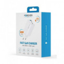 FOREVER Adaptador Corriente 2XTIPO C+1XUSB a 65W Blanco