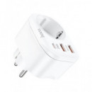 HOCO Enchufe 1 Toma con 3XUSB+1XTIPO C NS3 4000W Blanco