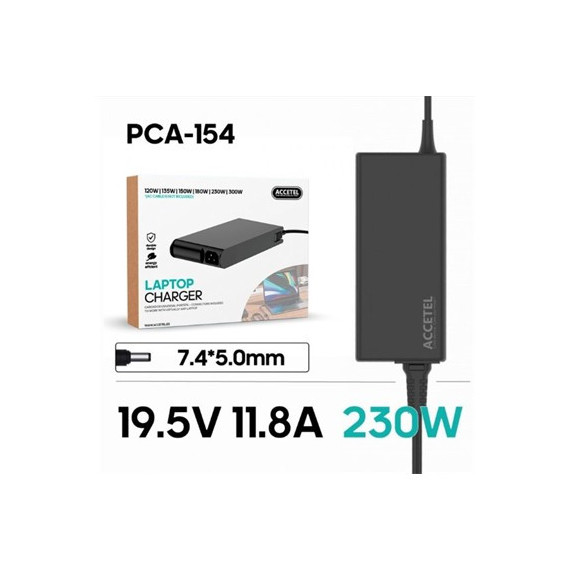 ACCETEL Cargador Portatil Hp 230W 19.5V 11.8A PCA-154