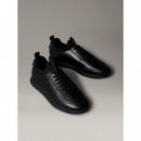 Retro Runner Sock Laceup Lth Triple Black  CALVIN KLEIN