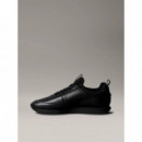 Retro Runner Sock Laceup Lth Triple Black  CALVIN KLEIN