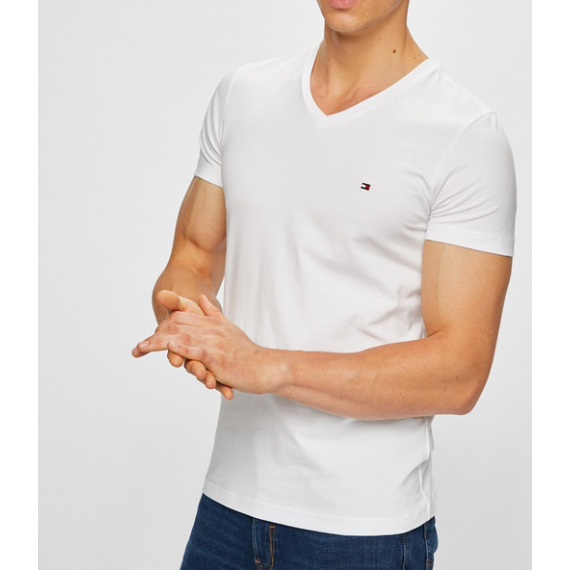 Camiseta TOMMY HILFIGER Cuello Pico Blanca