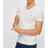 Camiseta TOMMY HILFIGER Cuello Pico Blanca
