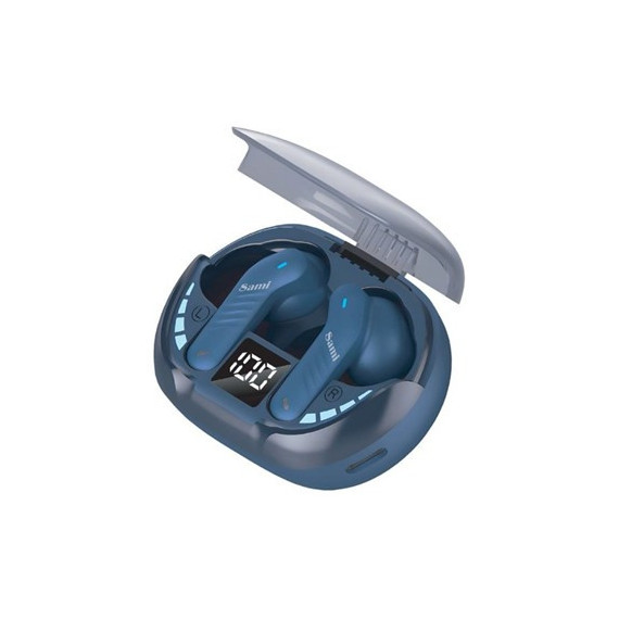 SAMI Auricular BLUETOOTH Gaming RS-12439 Azul 6H IPX4 con Estuche de Carga Cancelacion de Ruido