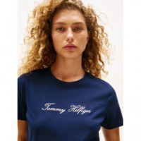 Script Reg C-nk Ss T-shirt Dark Night Na  TOMMY HILFIGER