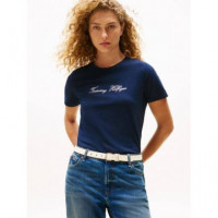 Script Reg C-nk Ss T-shirt Dark Night Na  TOMMY HILFIGER