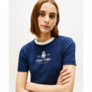 Varsity Crest Slim Ss Tee Dark Night Nav  TOMMY HILFIGER