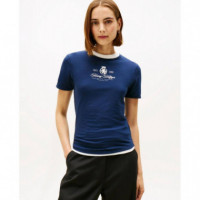 Varsity Crest Slim Ss Tee Dark Night Nav  TOMMY HILFIGER