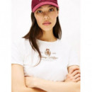 Varsity Crest Slim Ss Tee Ecru  TOMMY HILFIGER