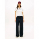 Varsity Crest Slim Ss Tee Ecru  TOMMY HILFIGER