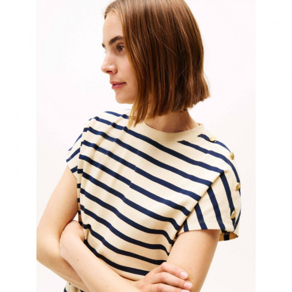 Gold Button Ss Tee Country Ivory/ Dark N  TOMMY HILFIGER