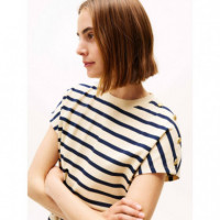 Gold Button Ss Tee Country Ivory/ Dark N  TOMMY HILFIGER