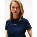 Classic Script Reg Ss Tee Dark Night Nav  TOMMY HILFIGER