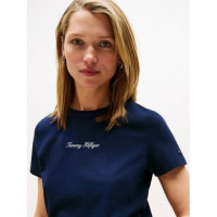 Classic Script Reg Ss Tee Dark Night Nav  TOMMY HILFIGER