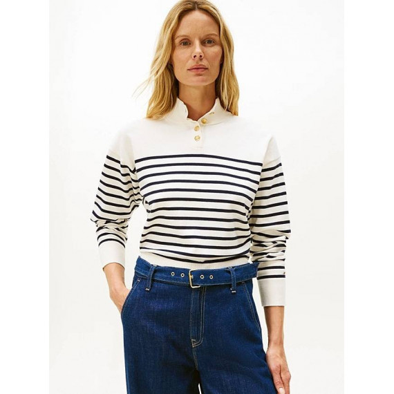 Co Jersey Gold Btn Mock-nk Swt Placed Th  TOMMY HILFIGER