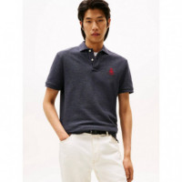 Heather Crest Reg Polo Heathered Blue  TOMMY HILFIGER