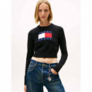 Tjw Sparkle Flag Sweater Ext Black  TOMMY JEANS