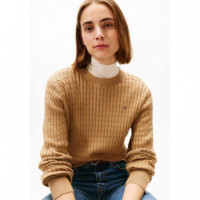 Co Cable Fine Gg C-nk Ls Sweater Safari  TOMMY HILFIGER
