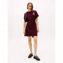 Gold Crest Belted Tee Dress Deep Burgund  TOMMY HILFIGER