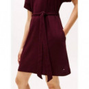 Gold Crest Belted Tee Dress Deep Burgund  TOMMY HILFIGER