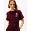 Gold Crest Belted Tee Dress Deep Burgund  TOMMY HILFIGER