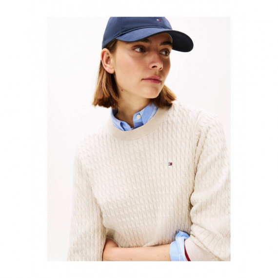 Co Cable Fine Gg C-nk Ls Sweater Htr Oat  TOMMY HILFIGER