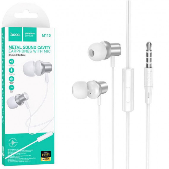 HOCO M110 Auriculares con Micrófono y Clavija 3.5MM Plata