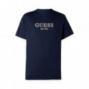 Camiseta con Logotipo Bordado  GUESS